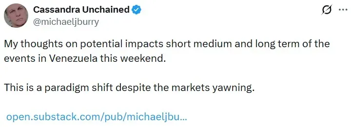 Michael Burry's post on X
