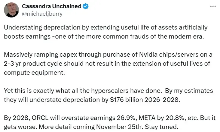 Michael Burry's post on X