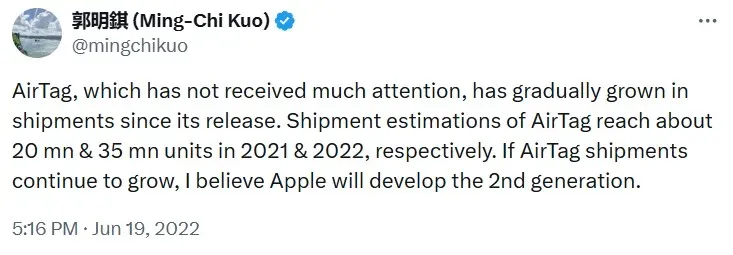 Ming-Chi Kuo's post on X