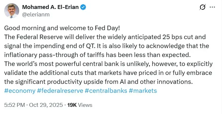 Mohamed El-Erian's post on X