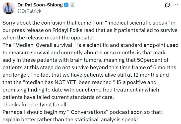 Dr. Pat Soon-Shiong's post on X