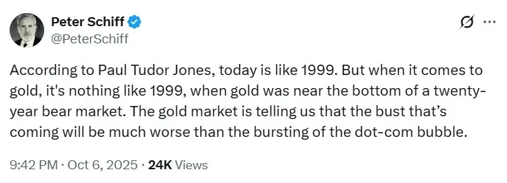 Peter Schiff's post on X