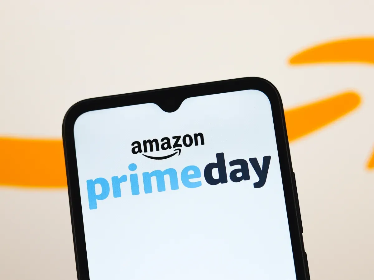 The Amazon Prime Day logo appears on the screen of a smartphone. (Photo by Jaque Silva/NurPhoto via Getty Images)