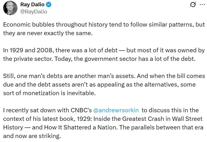 Ray Dalio's post on X
