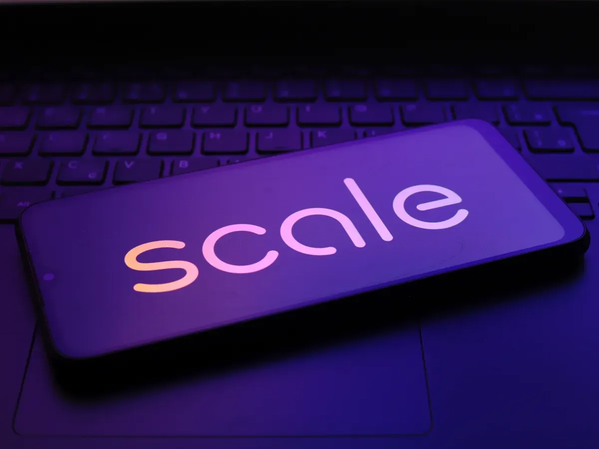 The Scale AI logo appears on the screen of a smartphone in Reno, United States, on December 2, 2024.