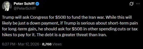 Peter Schiff's post on X