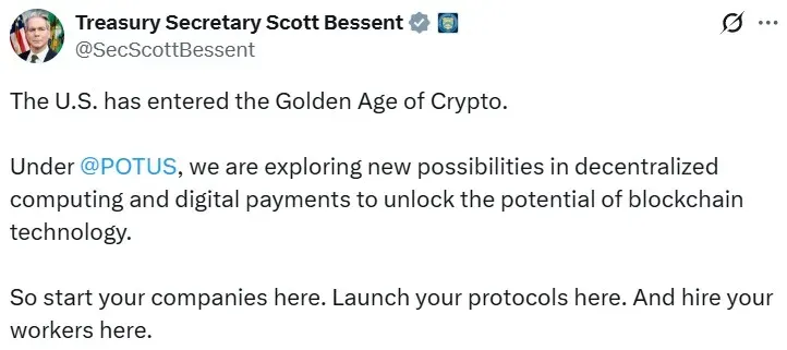 Treasury Secretary Scott Bessent's post on X