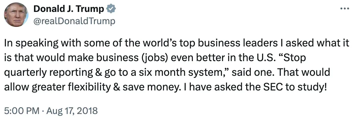President Donald Trump's post on X