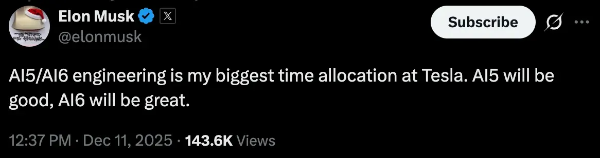 Elon Musk's post on X