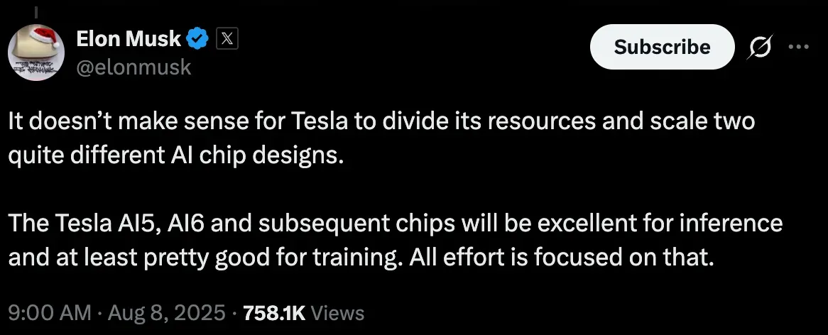Elon Musk's post on X