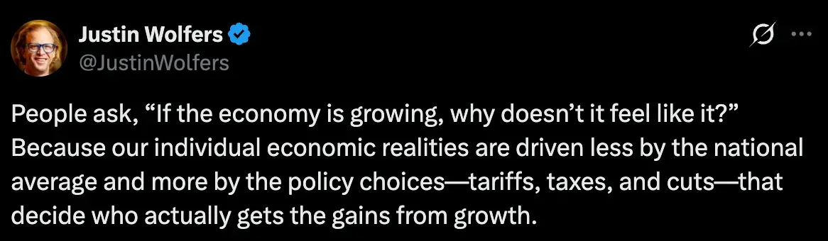 Justin Wolfers' post on X