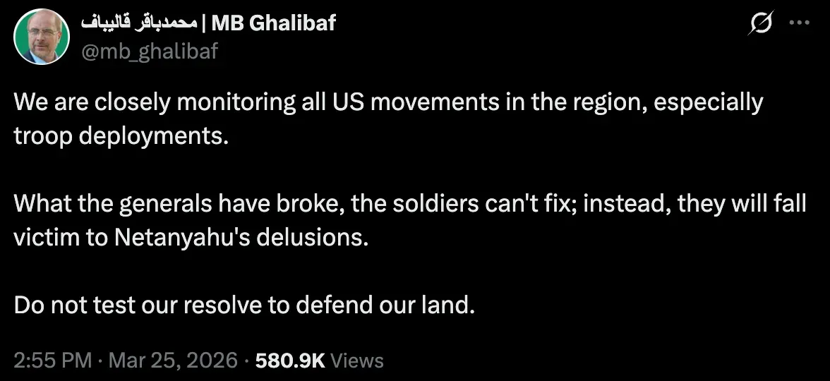 Mohammad Bagher Ghalibaf's post on X