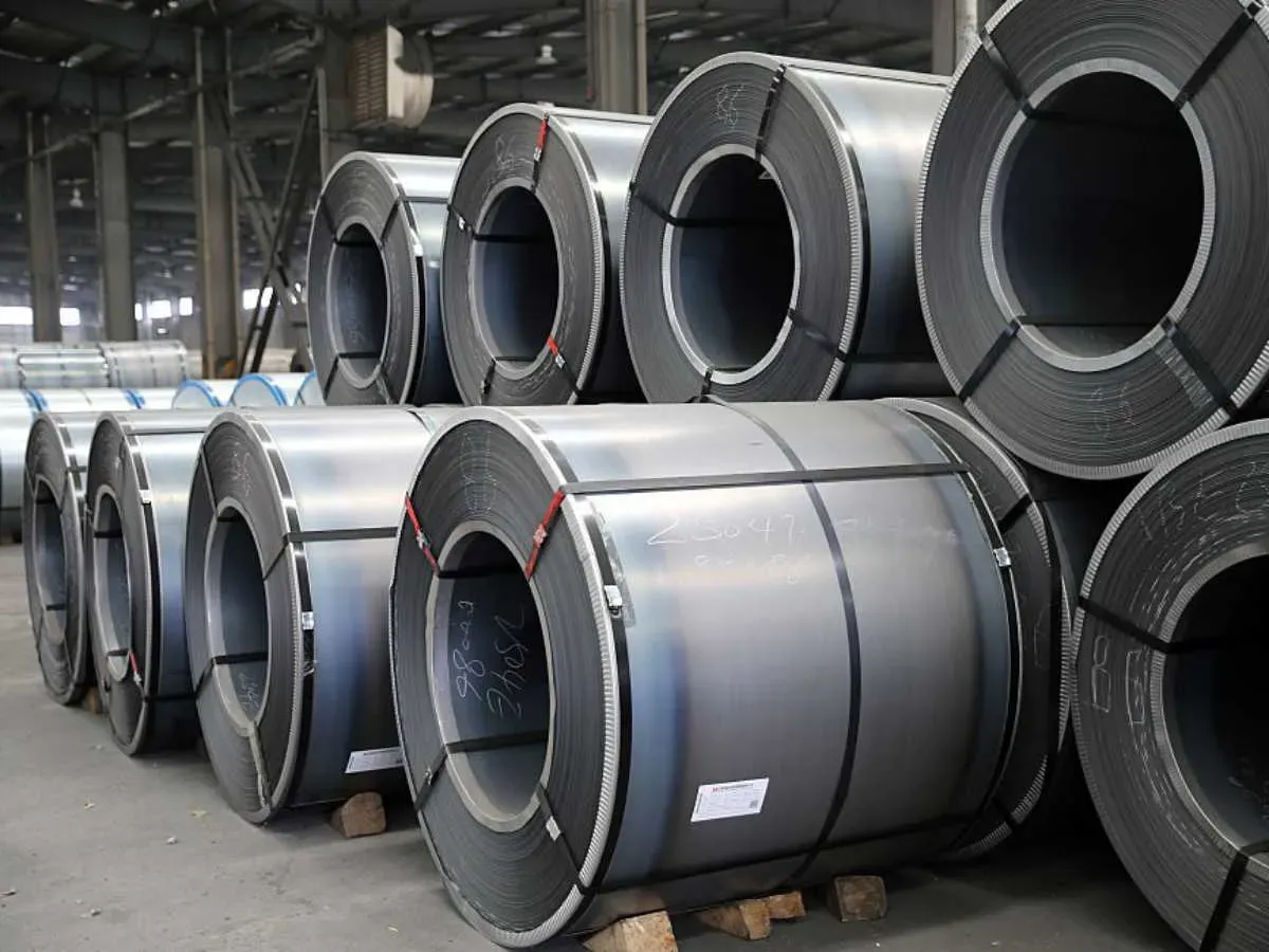 Steel materials gather in the warehouse of Lianyungang Port, waiting to be loaded onto ships in Lianyungang City, Jiangsu Province, China, on June 1, 2025. (Photo by Costfoto/NurPhoto via Getty Images)