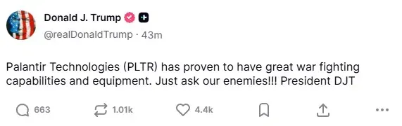 President Donald Trump's post on Truth Social