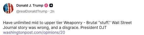 President Donald Trump's post on Truth Social