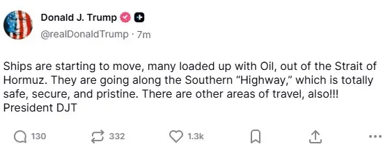 President Donald Trump's post on Truth Social
