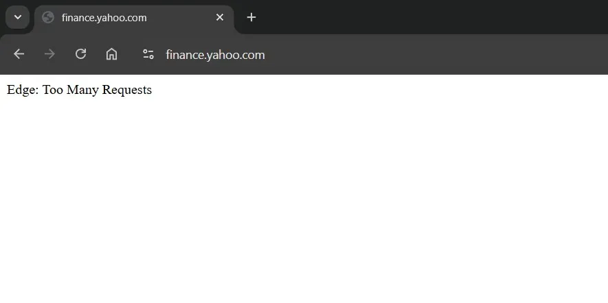 Yahoo Finance website displaying an error on Jan. 21, 2026, at 10:19 a.m.