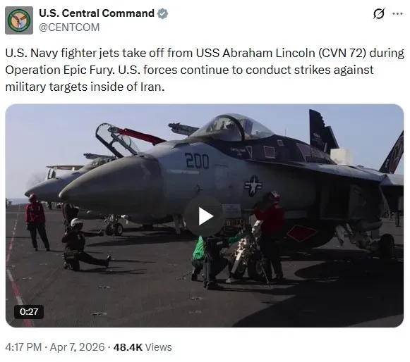 U.S. Central Command's post on X