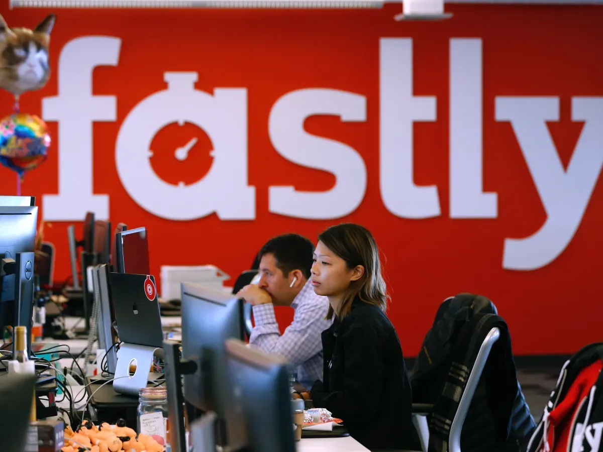 Employees work at Fastly's office in San Francisco on Friday, July 20, 2018. (Photo By Paul Chinn/The San Francisco Chronicle via Getty Images)