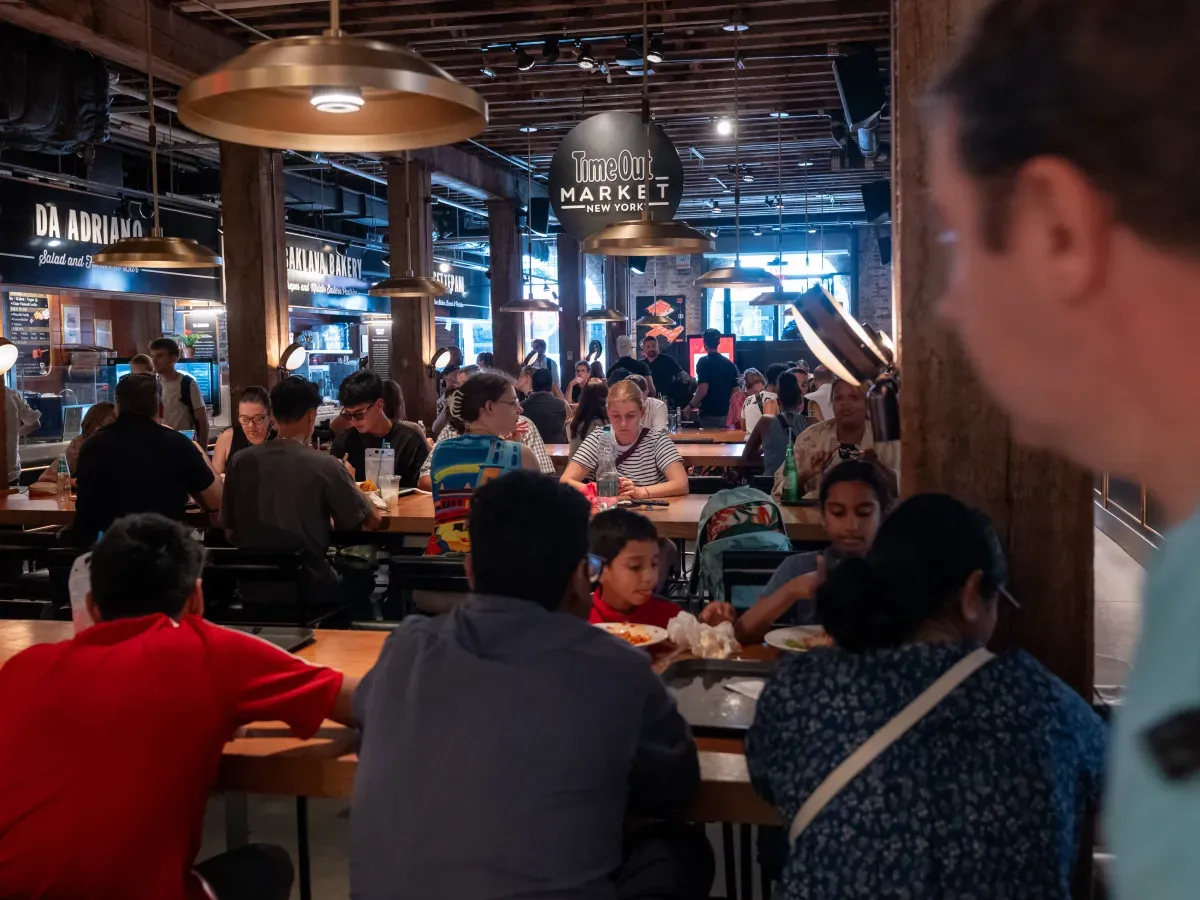  People visit a food court in Brooklyn on July 11, 2024 in New York City. (Photo by Spencer Platt/Getty Images)