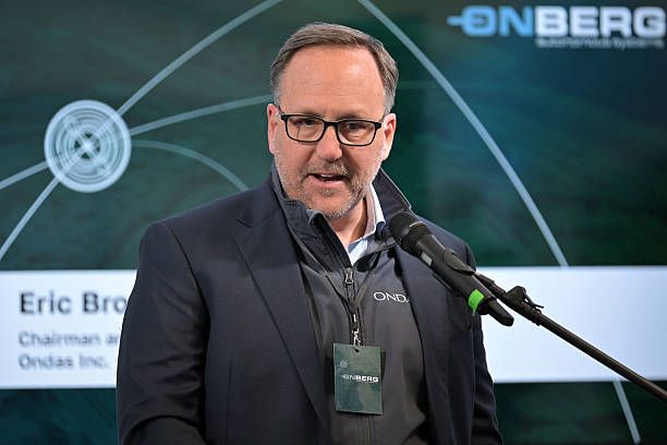 Eric Brock, Chairman and CEO of Ondas, at the start of operations of Onberg Autonomous Systems. Heidelberger Druckmaschinen AG is expanding in the direction of security technology. The new company "Onberg Autonomous Systems" will bring American-Israeli drone defense technology to Germany for the protection of critical infrastructures and for military applications. Photo: Michael Bahlo/dpa (Photo by Michael Bahlo/picture alliance via Getty Images)