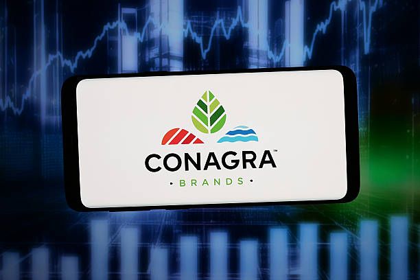 In this photo illustration, the logo of food processing brand CONAGRA