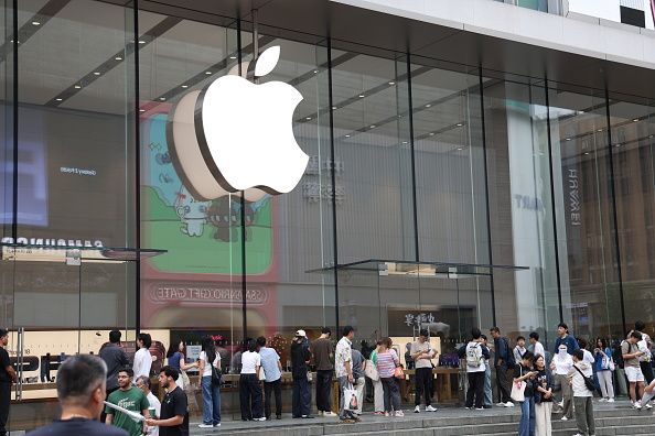 Customers queue outside the Apple Store in Jing'an district to purchase the new iPhone 18 Pro series on September 19, 2026 in Shanghai, China. (Photo by VCG/VCG via Getty Images)