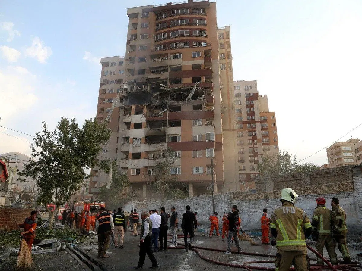 A view of a damaged building in the Iranian capital, Tehran, following an Israeli attack, on June 13, 2025