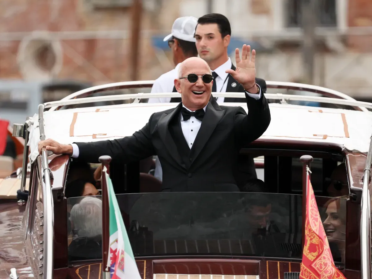 Jeff Bezos sighting during the Jeff Bezos and Lauren Sanchez Wedding on June 27, 2025 in Venice, Italy. (Photo by Ernesto Ruscio/GC Images)