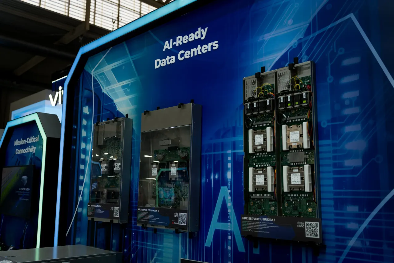 AI data centers are seen on show at the Mobile World. (Photo by Davide Bonaldo/SOPA Images/LightRocket via Getty Images)