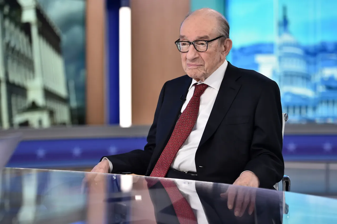 Alan Greenspan Visits "The Daily Briefing" at Fox News Channel Studios on October 17, 2018 in New York City