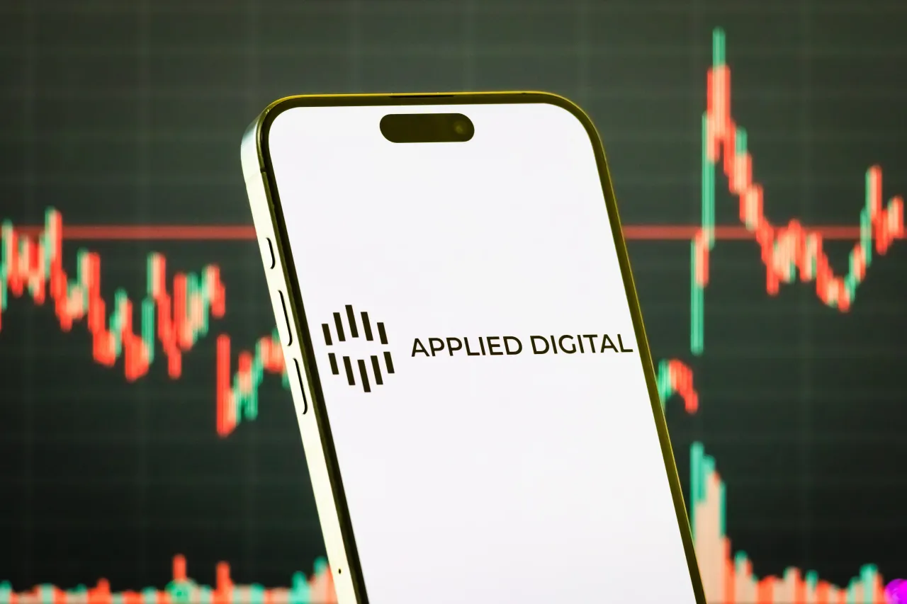 In this photo illustration, a smartphone displays the logo of Applied Digital Corporation (NASDAQ: APLD) on July 28, 2025, in Chongqing, China. 