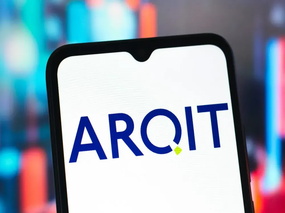 In this photo illustration, the Arqit Quantum logo is seen displayed on a smartphone screen. 