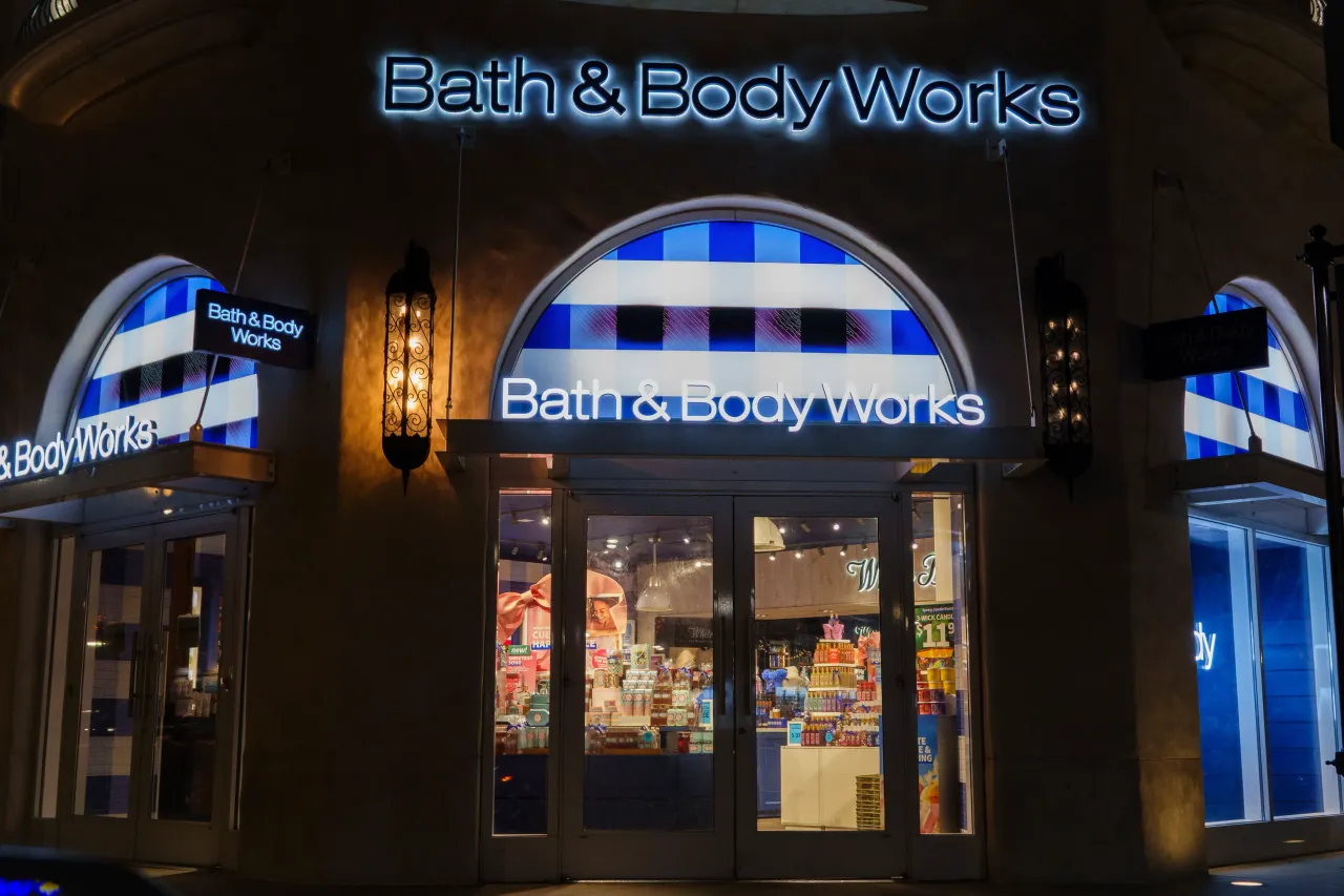 The Bath & Body Works logo is displayed at one of their bookstores on March 14, 2025 in Las Vegas, Nevada.