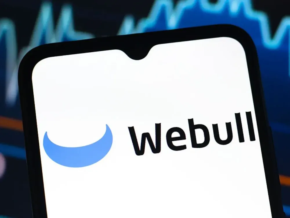  In this photo illustration, the Webull Corporation logo is seen displayed on a smartphone screen. (Photo Illustration by Thomas Fuller/SOPA Images/LightRocket via Getty Images)
