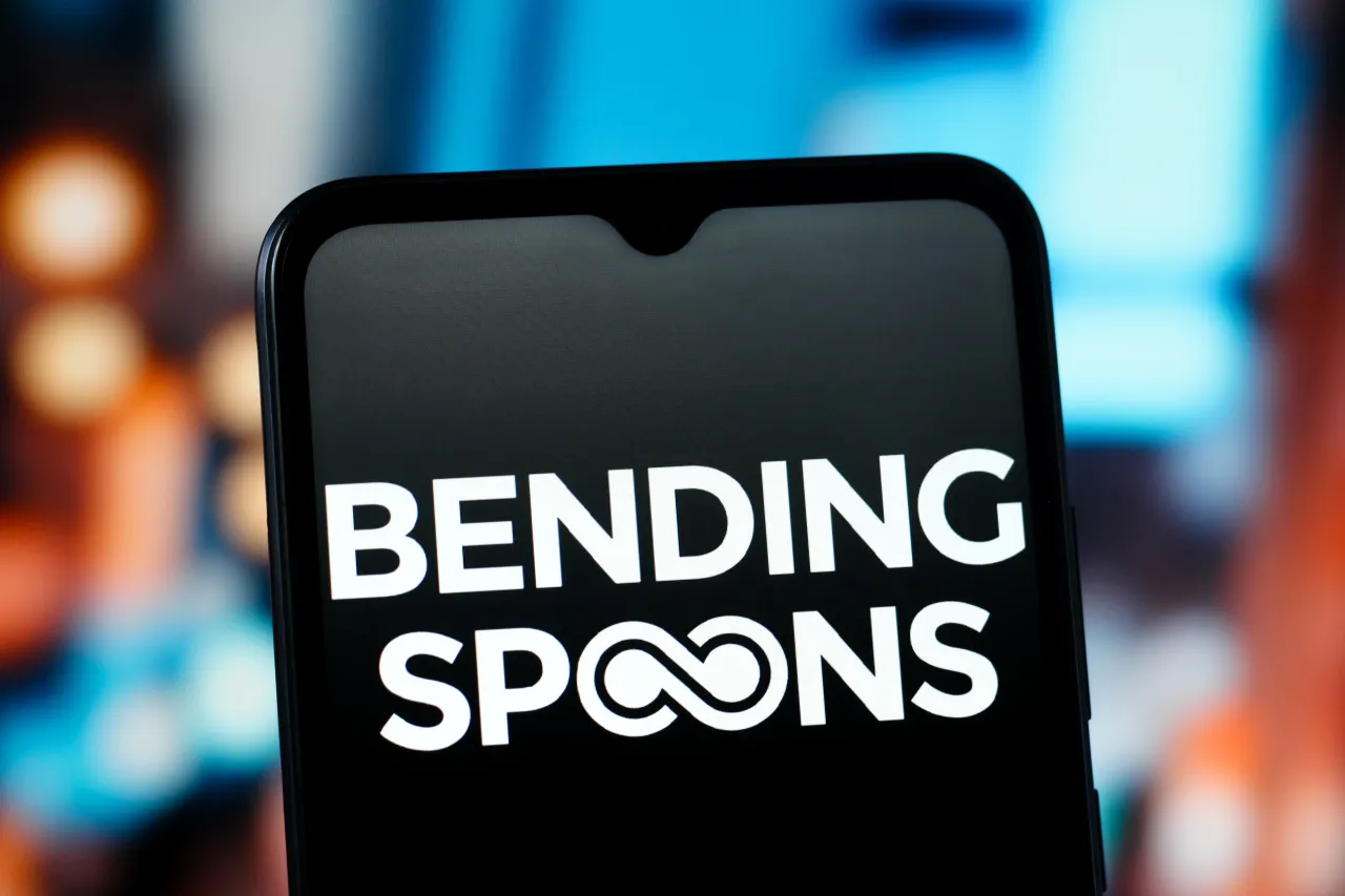 In this photo illustration, the Bending Spoons logo is seen displayed on a smartphone screen