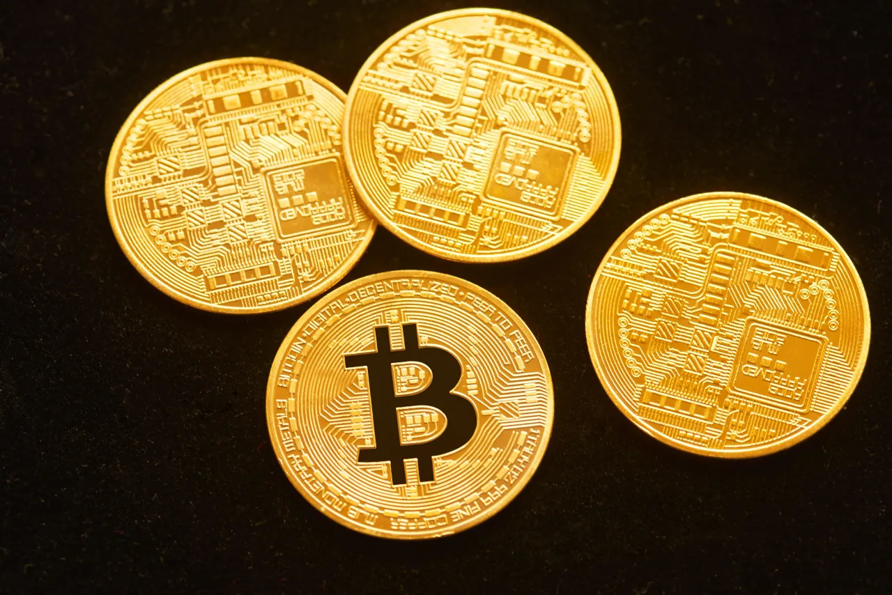 A photo illustration of a physical gold Bitcoin collectible as they are digital on August 18,2025 in London, England. 