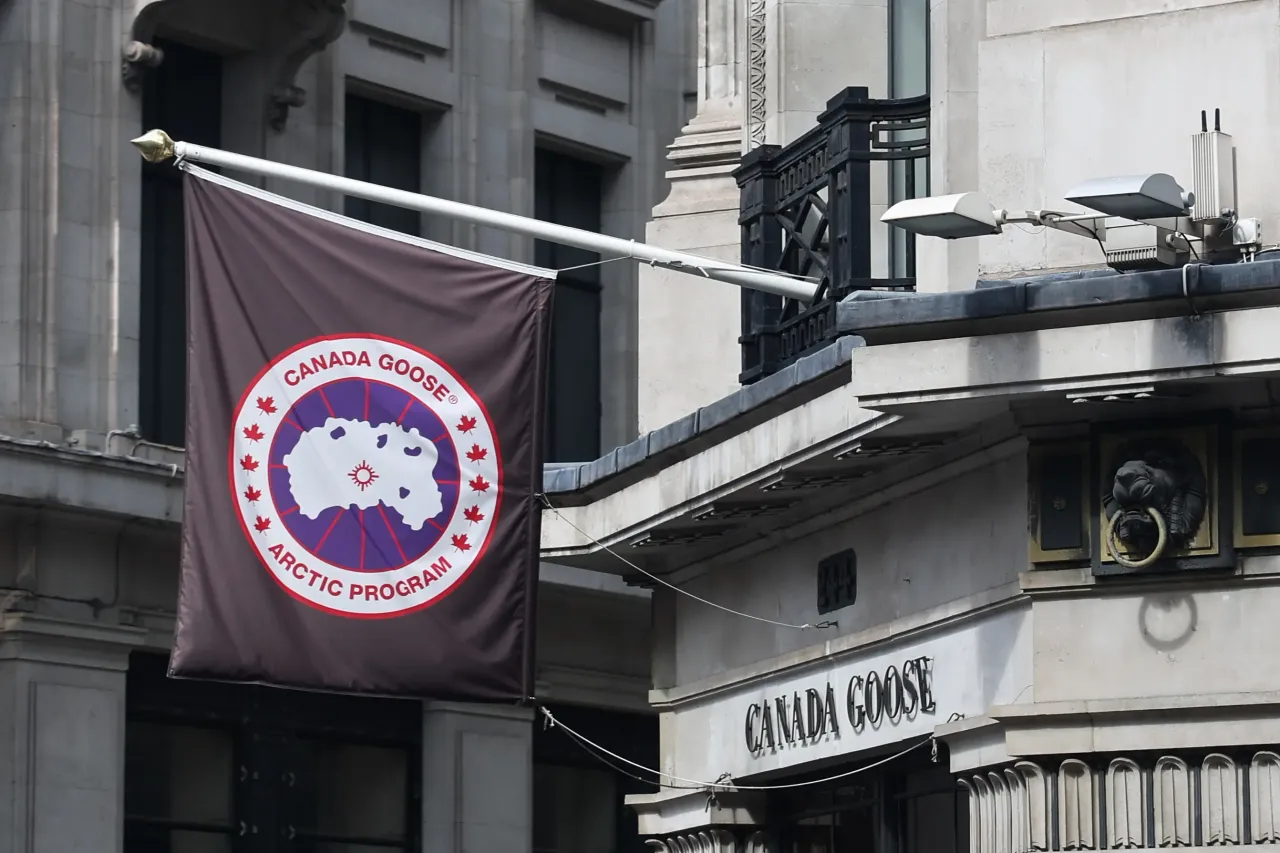 Canada Goose logo is seen in London, Great Britain on July 9, 2025.