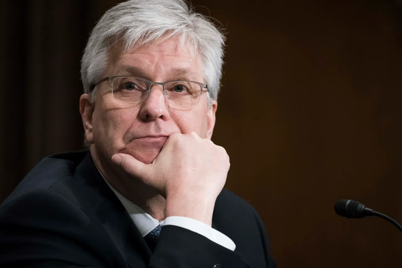  Christopher Waller testifies before the Senate Committee during a hearing on nomination to be a member-designate on the Federal Reserve Board of Governors on February 13, 2020, in Washington, DC. 