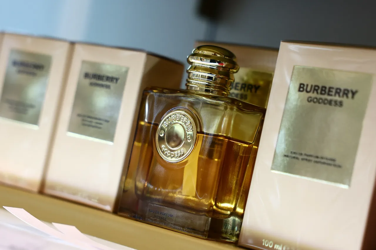 Burberry Goddess packaging are seen in a store in Krakow, Poland on October 2, 2024.