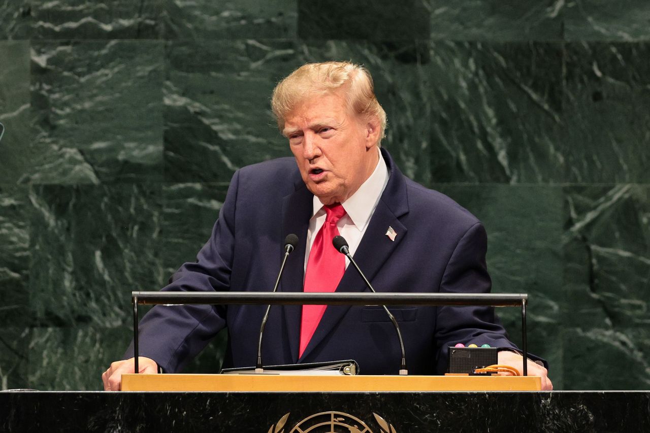 President Donald Trump speaks at the United Nations General Assembly at U.N. Headquarters on September 22, 2026 in New York City. (Photo by Michael M. Santiago/Getty Images)