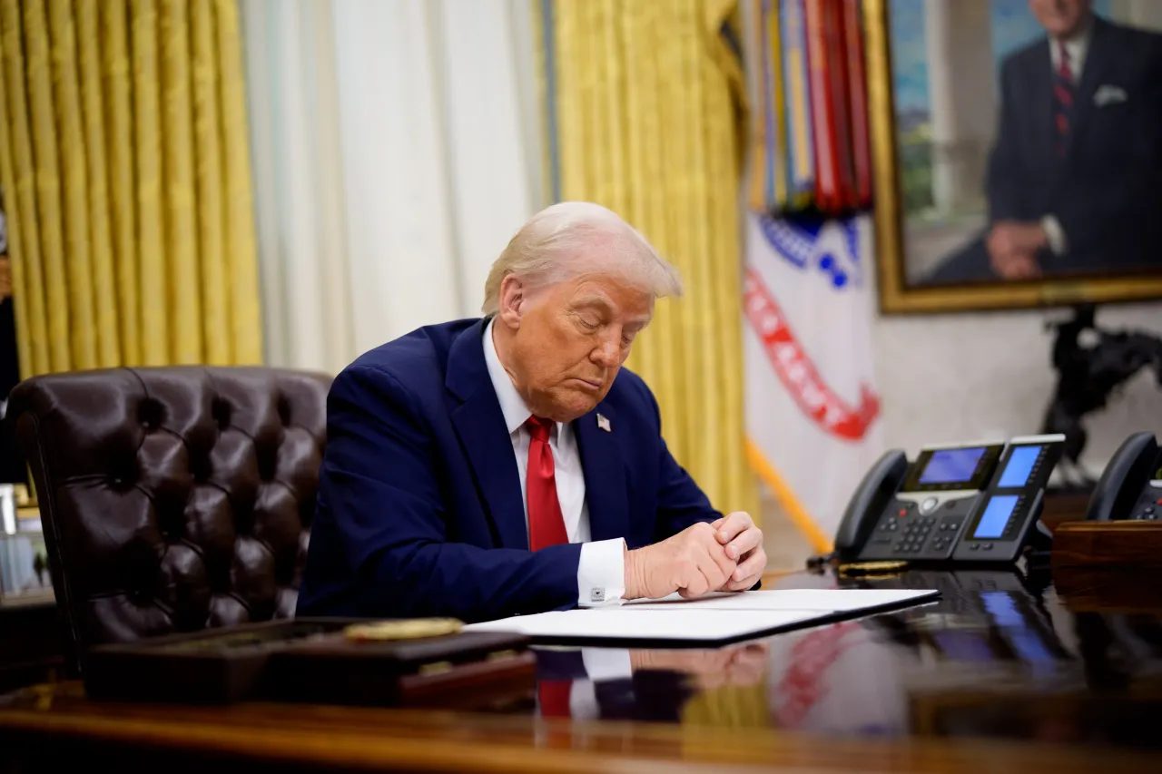U.S. President Donald Trump attends an executive order signing event in the Oval Office of the White House on March 31, 2025, in Washington, DC. 