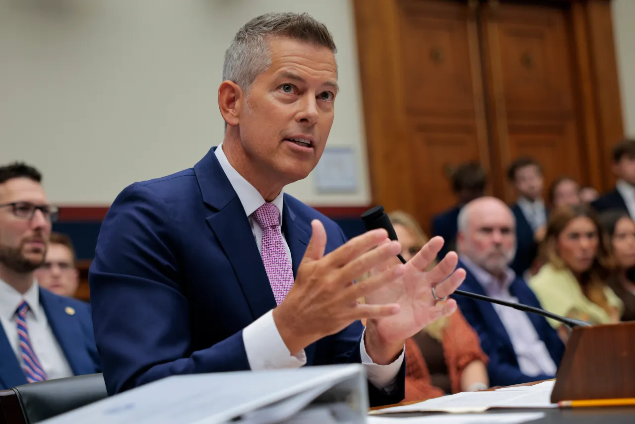 U.S. Secretary of Transportation Sean Duffy testifies before the House Transportation and Infrastructure Committee in the Rayburn House Office Building on Capitol Hill on July 16, 2025 in Washington, D.C.