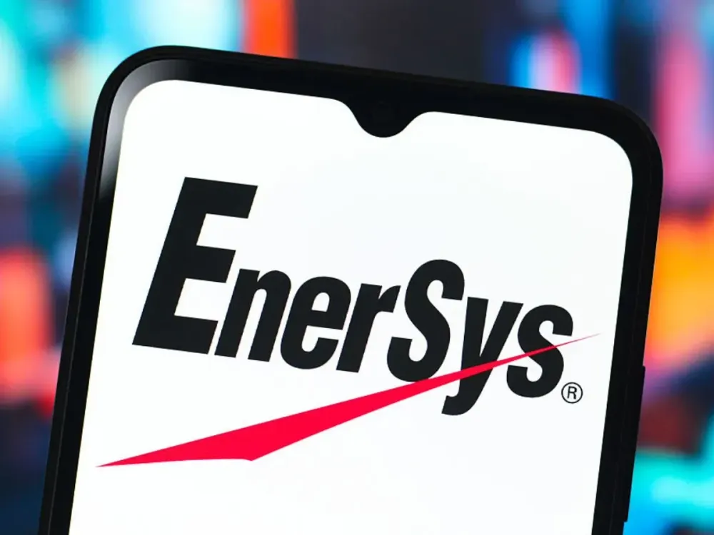 In this photo illustration, the EnerSys logo is seen displayed on a smartphone screen. (Photo Illustration by Thomas Fuller/SOPA Images/LightRocket via Getty Images)