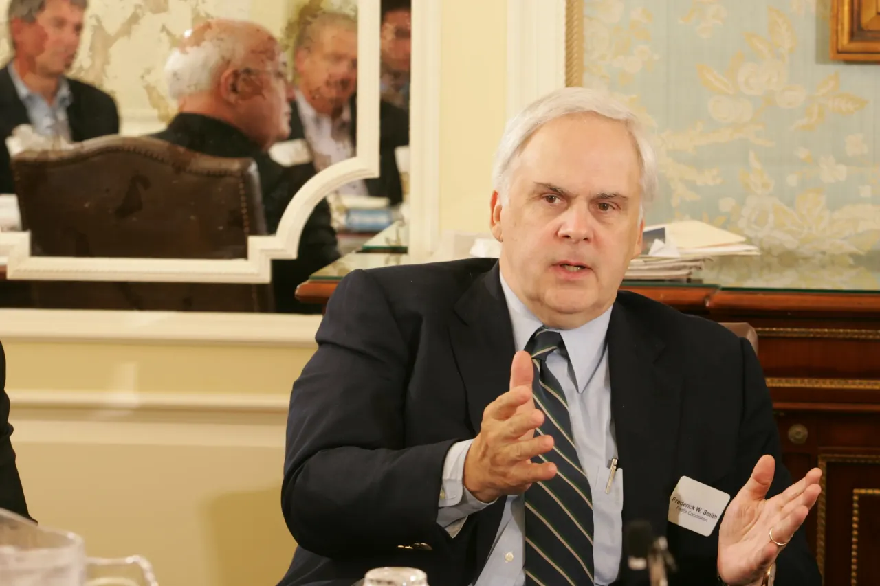 Federal Express CEO Fred Smith attending a ceo business summit. (Photo by Najlah Feanny/Corbis via Getty Images)