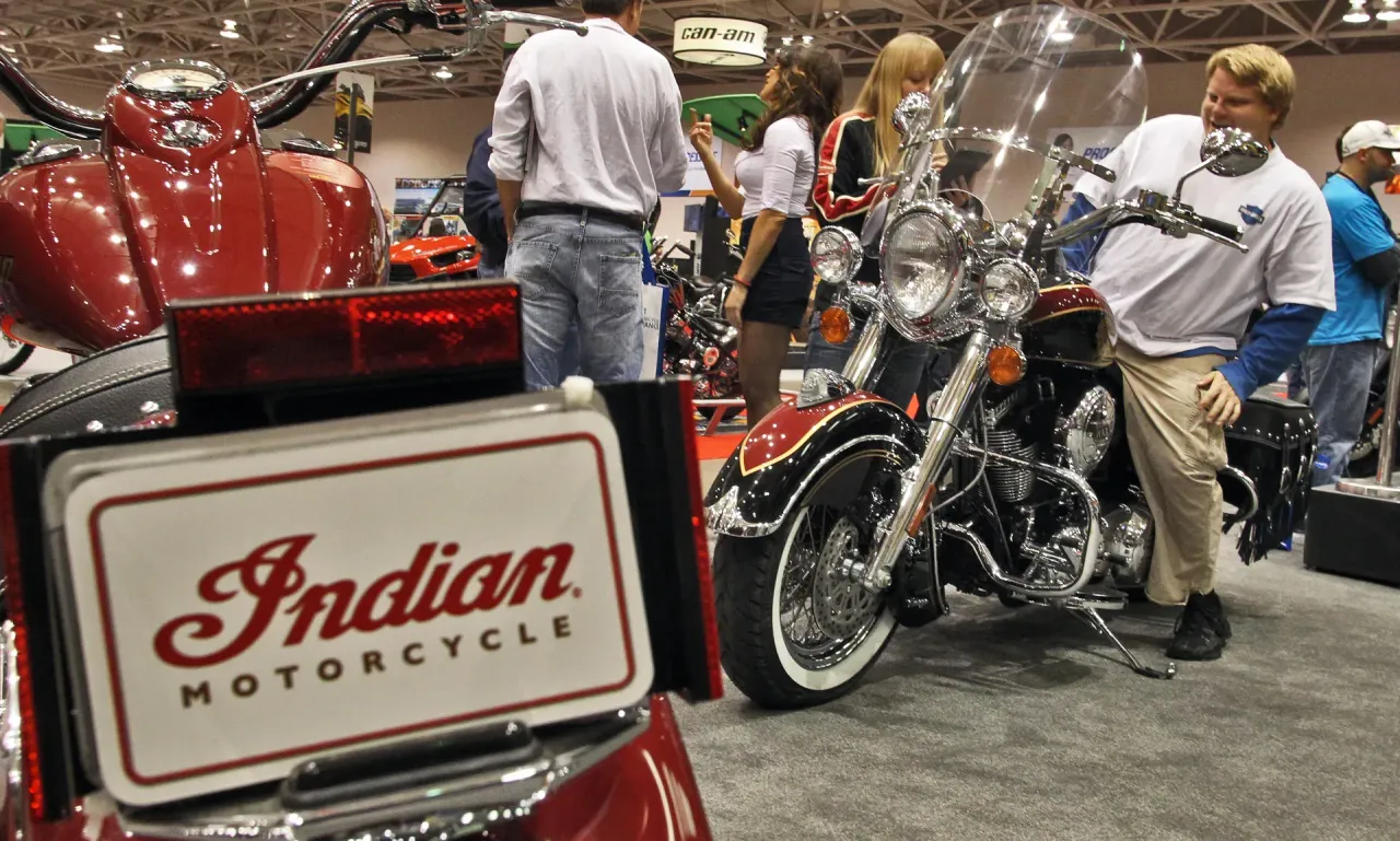 Bikes from Indian Motorcycle, owned by Polaris, at the Minneapolis Convention Center in 2014. (Photo By Marlin Levison/Star Tribune via Getty Images)
