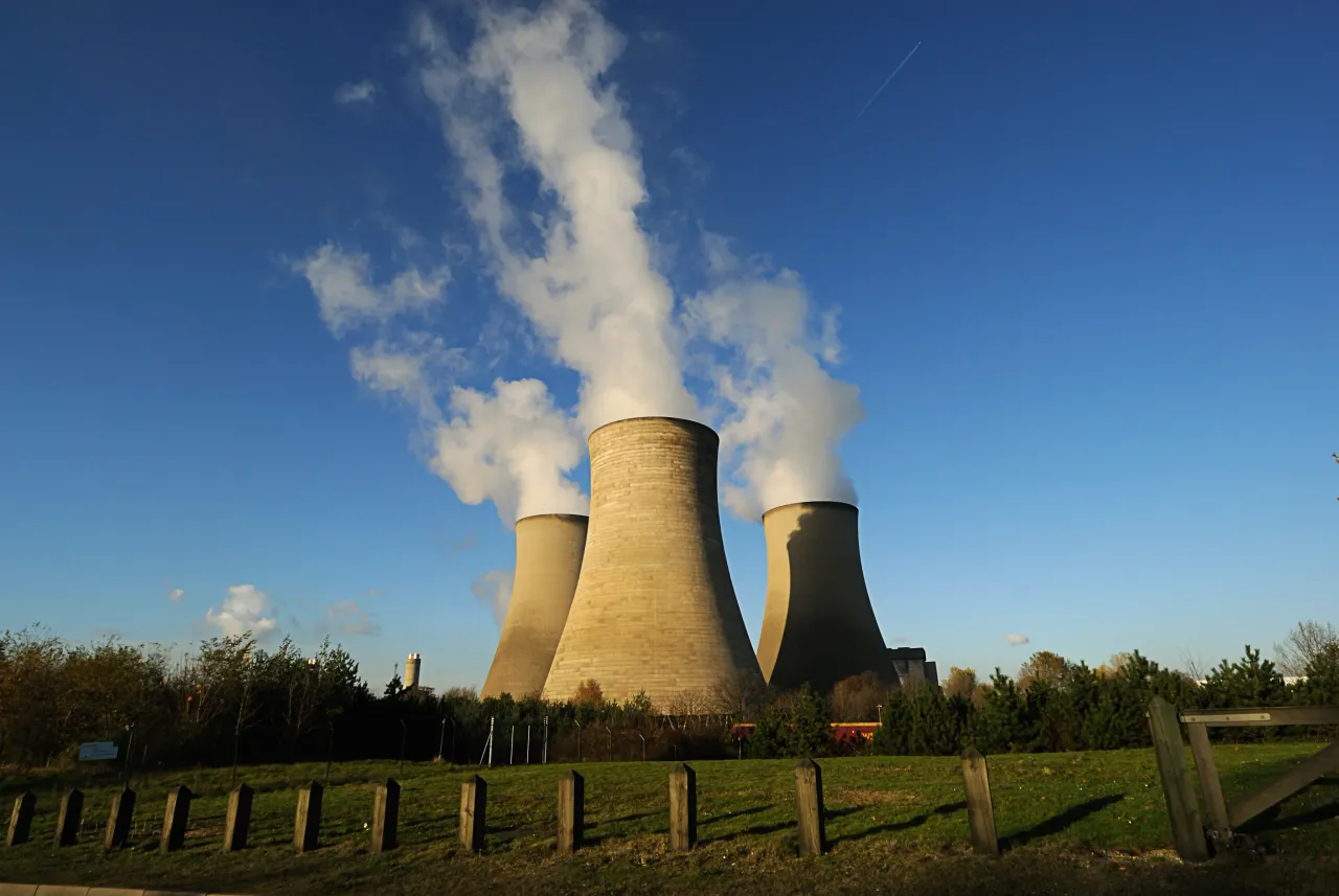 Cooling towers of a nuclear power plant in Oxford, UK.