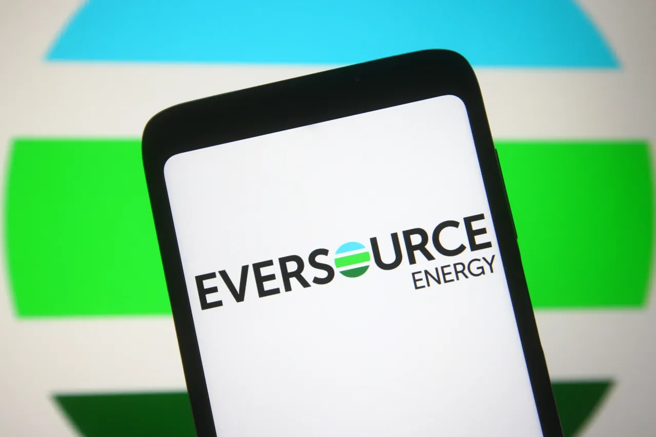 In this photo illustration an Eversource Energy logo of an US electric services company is seen on a smartphone screen. (Photo Illustration by Pavlo Gonchar/SOPA Images/LightRocket via Getty Images)