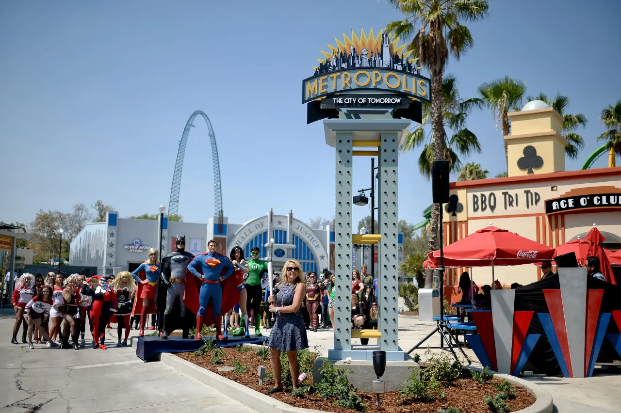 Fans dressed in superhero costumes at  Six Flags theme park Santa Clarita, California. (Photo by Hans Gutknecht/MediaNews Group/Los Angeles Daily News via Getty Images)