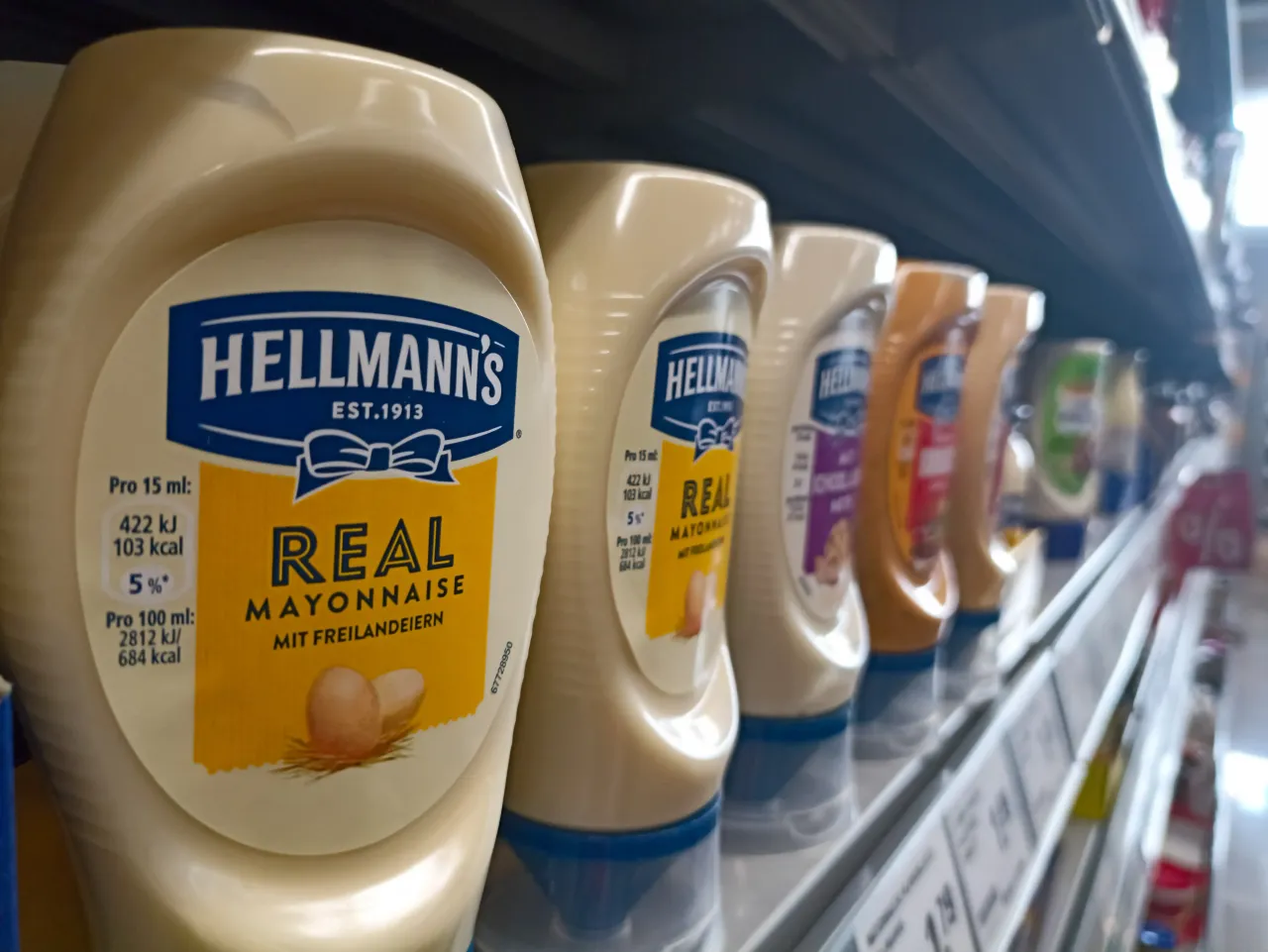 Hellmann's Mayonnaise seen at a supermarket. (Photo by Igor Golovniov/SOPA Images/LightRocket via Getty Images)